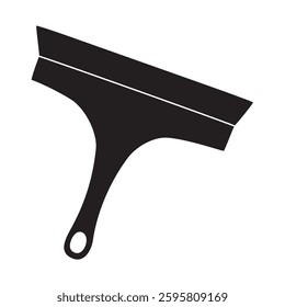 Black silhouette of cleaning squeegee with rubber blade for washing windows, glyph icon flat vector