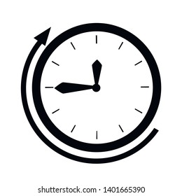 Black silhouette. Clock face with deadline time. Clock face ,3 minutes. Flat vector illustration on white background.
