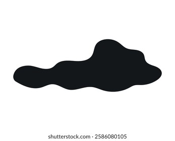 Black Silhouette of Cloud Isolated on Isolated White Background. Concept of Minimalist Weather Icon, Simple Cloud Shape, Abstract Design Element, Graphic Illustration