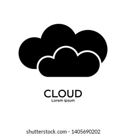Black silhouette cloud logo template. Online storage server concept. Clean and modern vector illustration.