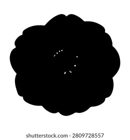 A black silhouette of a cloud shape containing small white stars, representing night sky or dreamlike imagery, on a plain white background.
