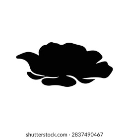 A black silhouette of a cloud shape on a plain white background, emphasizing simplicity and minimalism in cloud imagery.