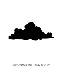A black silhouette of a cloud shape on a plain white background, emphasizing simplicity and minimalism in cloud imagery.