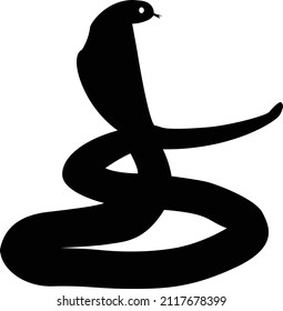 Black silhouette of cobra on white background