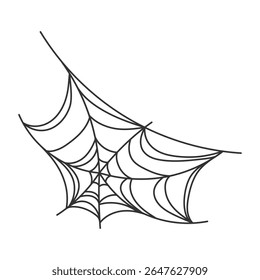 Silueta negra de telaraña. Elemento decorativo para la celebración de Halloween. Ilustración vectorial.