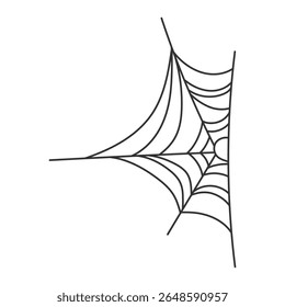 Black silhouette of cobweb. Decorative element for Halloween celebration. Vector illustration.