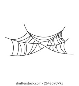 Black silhouette of cobweb. Decorative element for Halloween celebration. Vector illustration.