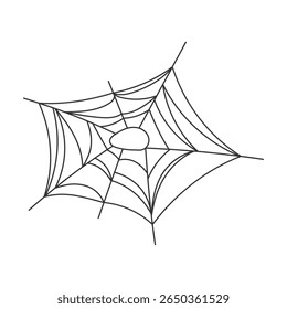 Black silhouette of cobweb. Decorative element for Halloween celebration. Vector illustration.