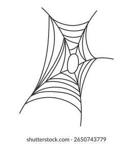 Silueta negra de telaraña. Elemento decorativo para la celebración de Halloween. Ilustración vectorial.