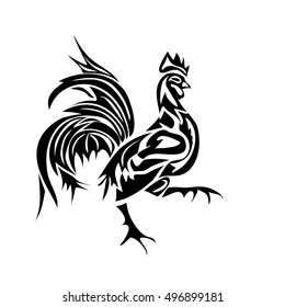 Black silhouette of an cock is on white background