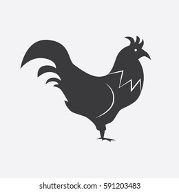 black silhouette of a cock. Vector illustration