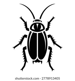 Black silhouette of a cockroach insect on white background icon