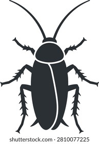 Black Silhouette Cockroach – Insect Pest and Entomology Illustration