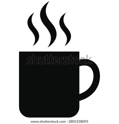 A black silhouette of a coffee mug with steam rising from it