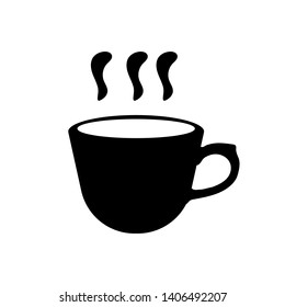 Black silhouette of coffee or tea cup. Simple icon. Vector illustration for design.