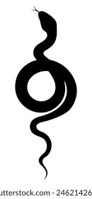 Black silhouette of a coiled snake isolated on a transparent background. Symbol of Chinese New Year 2025. Vector illustration