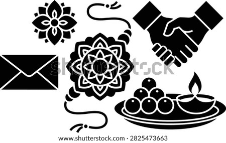 A black silhouette collection combining cultural and spiritual motifs with symbols of cooperation
