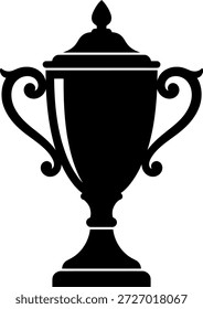 Schwarze Silhouette Sammlung von Trophäenbechern, Auszeichnungen und Wappen. Vektorgrafik von Siegersymbolen, Meisterschaftsabzeichen und Symbolen für Sportleistungen, die sich für Logo, Zertifikat und Wettkampfdesign eignen.