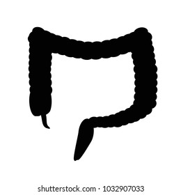 Black silhouette of the colon. intestines. Vector illustration on isolated background.