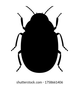 Black silhouette of the Colorado potato beetle on a white background. Vector illustration.