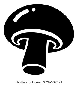 Silueta negra de seta de Botón común para logotipos de alimentos y cocina o conceptos de forrajeo y botánica