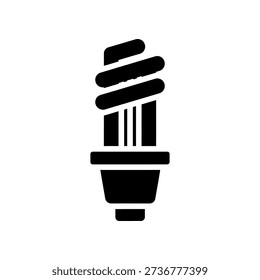 Black silhouette of a compact fluorescent lamp against a white background, symbolizing energy efficiency.