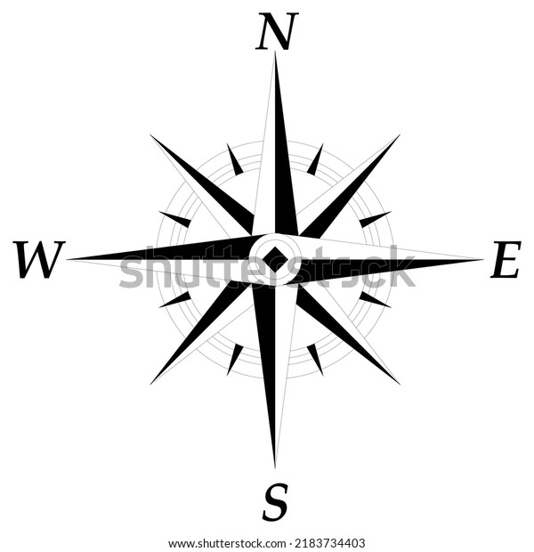 Black Silhouette Compass Vector Illustration Stock Vector (Royalty Free ...