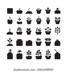A black silhouette Compost symbol set