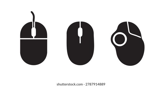 Black Silhouette Computer Mouse and Trackball Device Set