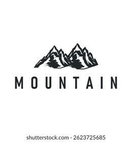 black silhouette concept with old vintage design simple mountain logo natural scenery symbol templet illustration mountain nature