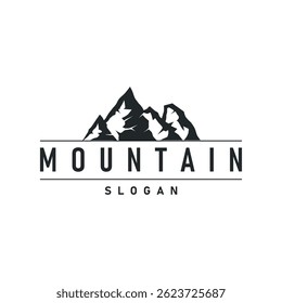 black silhouette concept with old vintage design simple mountain logo natural scenery symbol templet illustration mountain nature
