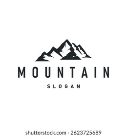black silhouette concept with old vintage design simple mountain logo natural scenery symbol templet illustration mountain nature