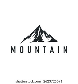 black silhouette concept with old vintage design simple mountain logo natural scenery symbol templet illustration mountain nature