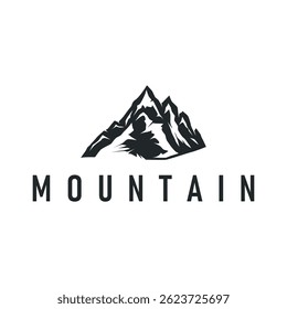 black silhouette concept with old vintage design simple mountain logo natural scenery symbol templet illustration mountain nature