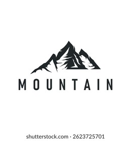 black silhouette concept with old vintage design simple mountain logo natural scenery symbol templet illustration mountain nature