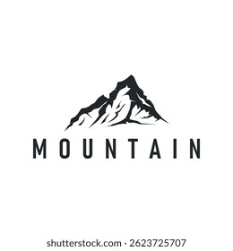 black silhouette concept with old vintage design simple mountain logo natural scenery symbol templet illustration mountain nature