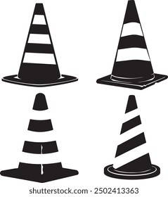 black silhouette of a Construction Cone Set