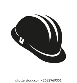 Schwarze Silhouette eines harten Bauhutes, die Sicherheit, Schutz und industrielle Arbeitsumgebungen symbolisiert.