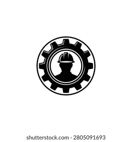 Black silhouette of construction worker vector illustration