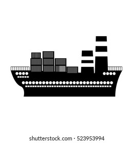black silhouette container cargo ship