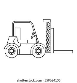 black silhouette contour forklift truck with forks