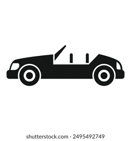 Black silhouette of a convertible car with its top down