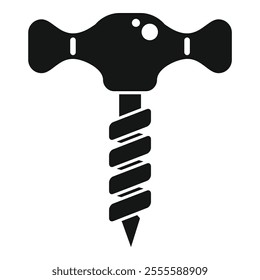 Black silhouette of a corkscrew, a tool designed for removing corks from bottles, typically wine bottles