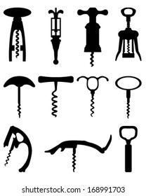 Black Silhouette Corkscrew Vector Stock Vector (Royalty Free) 168991703