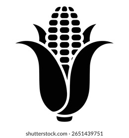 Black silhouette of a corn cob on white background simple graphic design