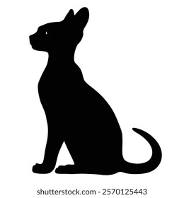 Black silhouette of a Cornish Rex