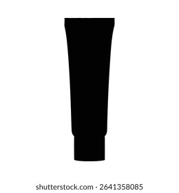 Black silhouette of a cosmetic tube mockup, perfect for beauty product presentations.