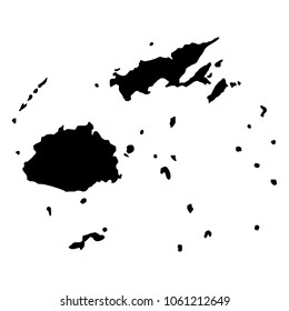 black silhouette country borders map of Fiji on white background of vector illustration