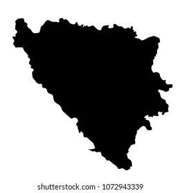 black silhouette country borders map of Bosnia and Herzegovina on white background of vector illustration