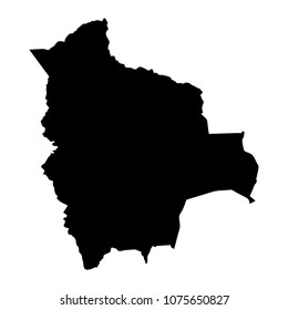 black silhouette country borders map of Bolivia on white background of vector illustration
